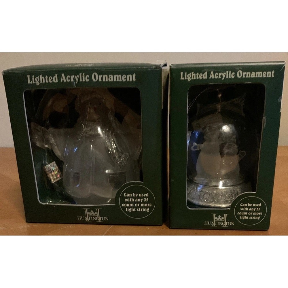 Huntington Lighted Acrylic‎ Ornaments, Large Snowman And Snowman Snow Globe 2 Pc